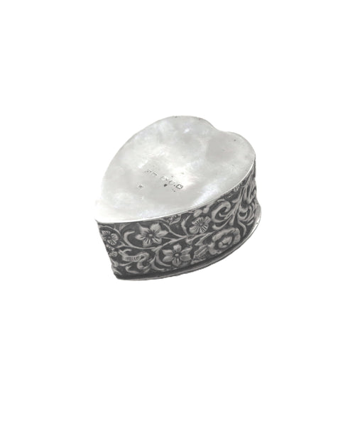 Antique Victorian Sterling Silver 'Heart' Trinket Box 1898