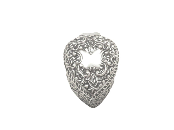 Antique Victorian Sterling Silver 'Heart' Trinket Box 1898