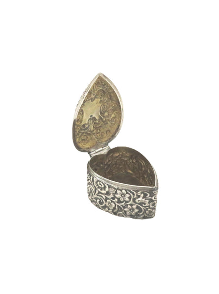 Antique Victorian Sterling Silver 'Heart' Trinket Box 1898