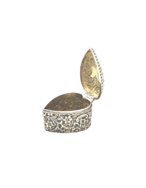 Antique Victorian Sterling Silver 'Heart' Trinket Box 1898