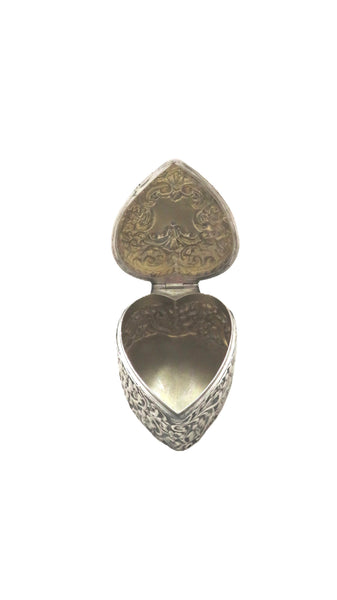 Antique Victorian Sterling Silver 'Heart' Trinket Box 1898