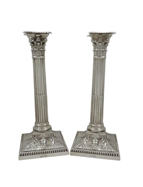 Pair of Antique Sterling Silver 10" Candlesticks 1917