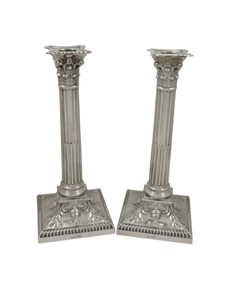 Pair of Antique Sterling Silver 10" Candlesticks 1917