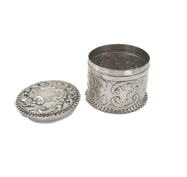 Antique Victorian Sterling Silver Vanity Pot 1887