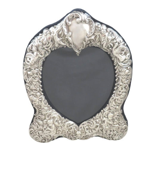 Antique Victorian Sterling Silver 11" 'Heart' Photo Frame 1898