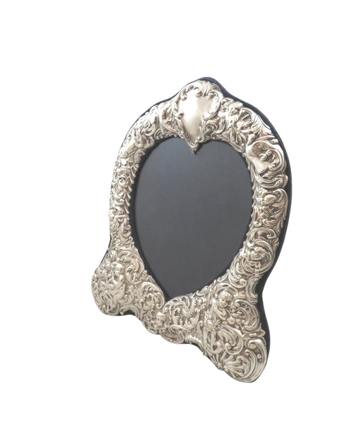 Antique Victorian Sterling Silver 11" 'Heart' Photo Frame 1898
