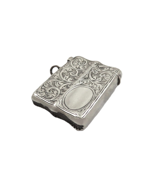 Antique George V Sterling Silver Shaped Vesta Case 1915