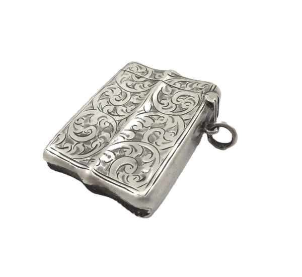 Antique George V Sterling Silver Shaped Vesta Case 1915