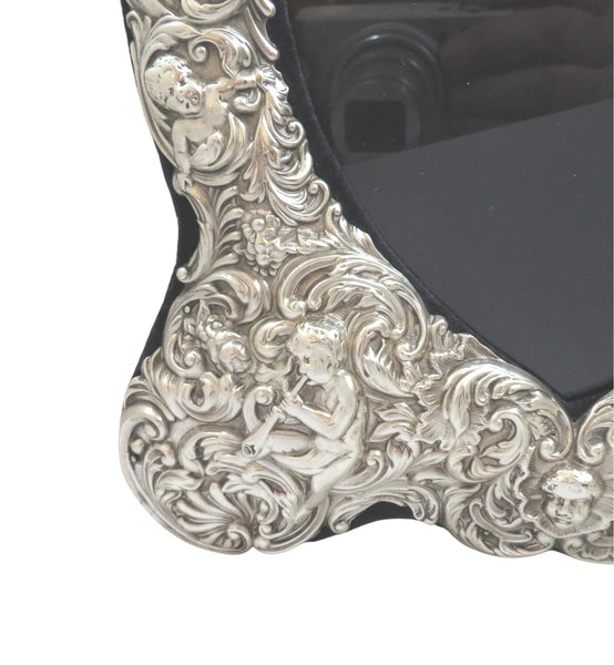 Antique Victorian Sterling Silver 11" 'Heart' Photo Frame 1898