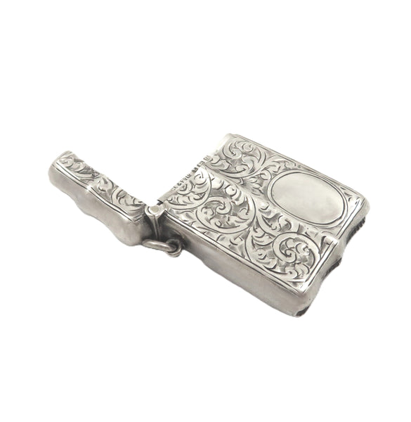 Antique George V Sterling Silver Shaped Vesta Case 1915