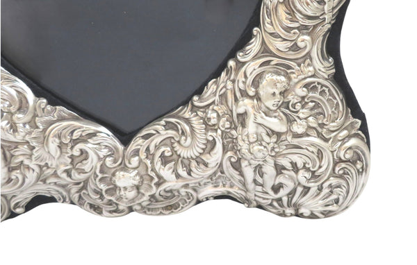 Antique Victorian Sterling Silver 11" 'Heart' Photo Frame 1898