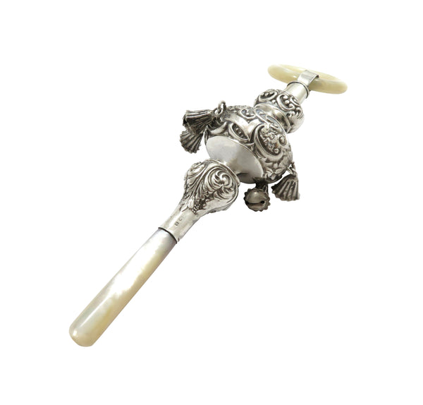 Antique Edwardian Sterling Silver Baby Rattle 1901