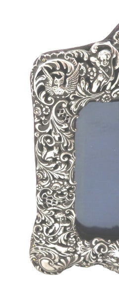 Antique Victorian Sterling Silver Double Photo Frame 1899 - Animal Decoration