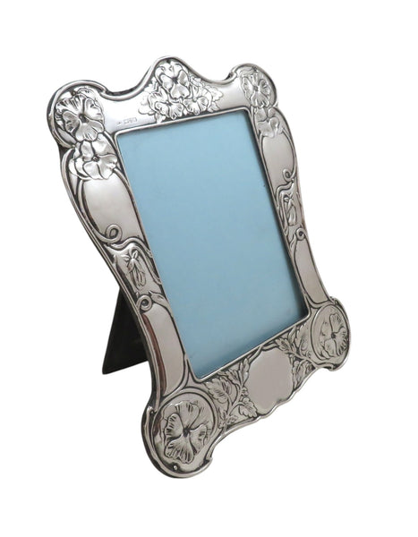 Antique Art Nouveau Sterling Silver 8" Photo Frame 1902