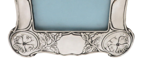 Antique Art Nouveau Sterling Silver 8" Photo Frame 1902