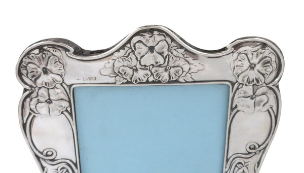 Antique Art Nouveau Sterling Silver 8" Photo Frame 1902