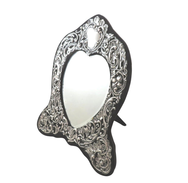 Large Antique Sterling Silver 14" Dressing Table Mirror 1905