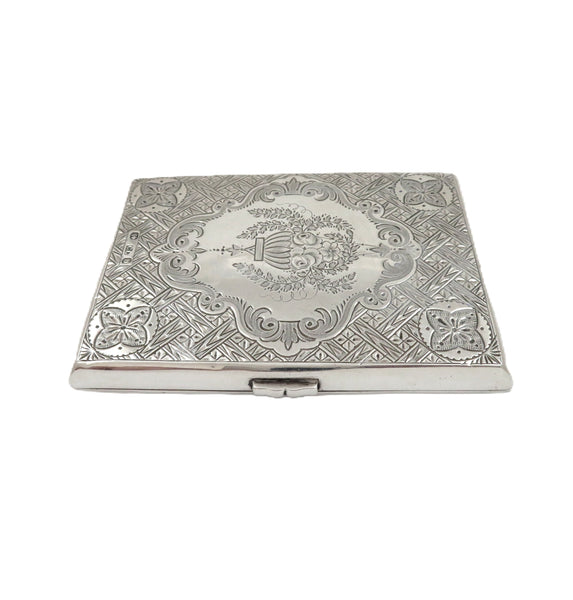 Antique Victorian Sterling Silver Card Case / Aide Memoire 1876