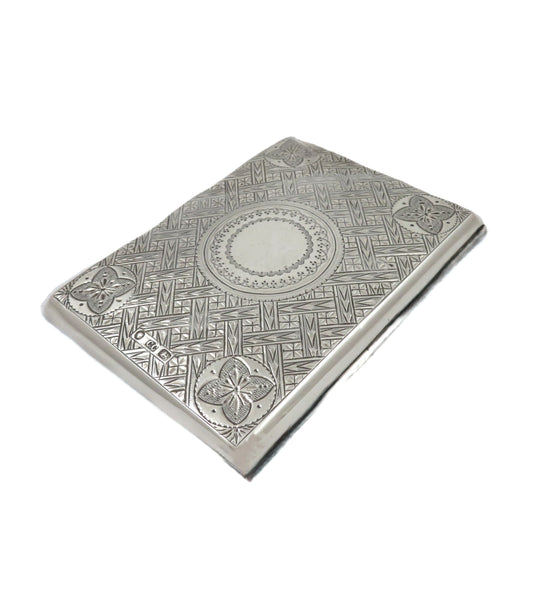 Antique Victorian Sterling Silver Card Case / Aide Memoire 1876