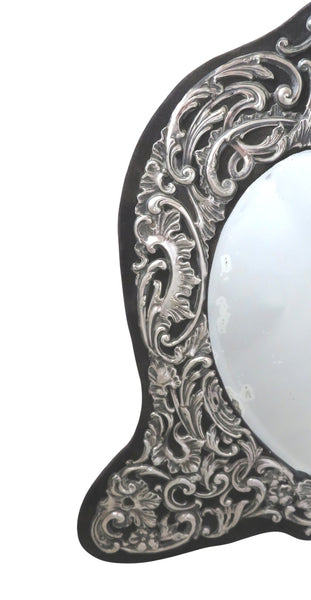 Large Antique Sterling Silver 14" Dressing Table Mirror 1905