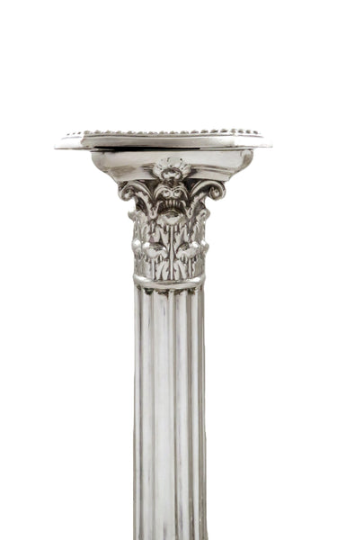 Pair of Antique Sterling Silver 11 1/2" Corinthian Column Candlesticks 1940
