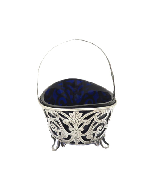 Antique Victorian Sterling Silver Basket with Liner 1898