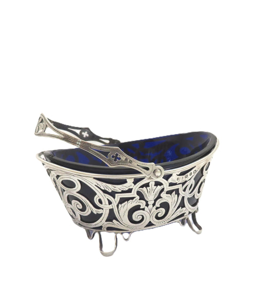 Antique Victorian Sterling Silver Basket with Liner 1898