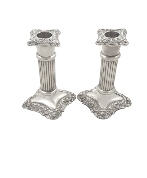 Pair of Antique Edwardian Sterling Silver Candlesticks 1901