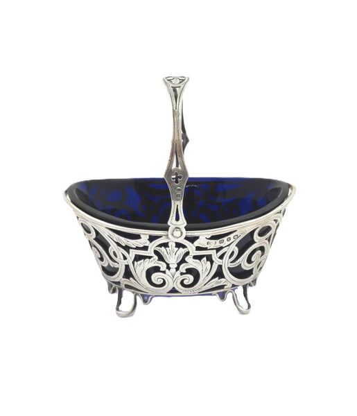 Antique Victorian Sterling Silver Basket with Liner 1898