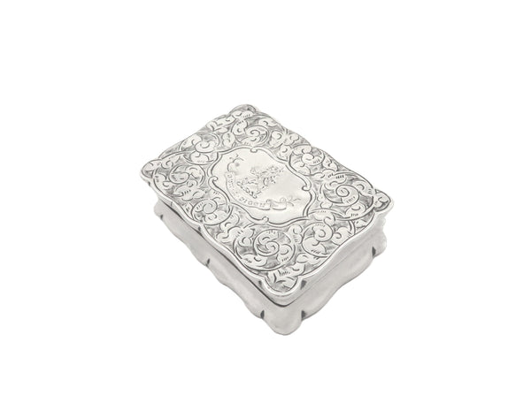 Antique Victorian Sterling Silver Snuff / Pill Box with Welsh Motto - 1896