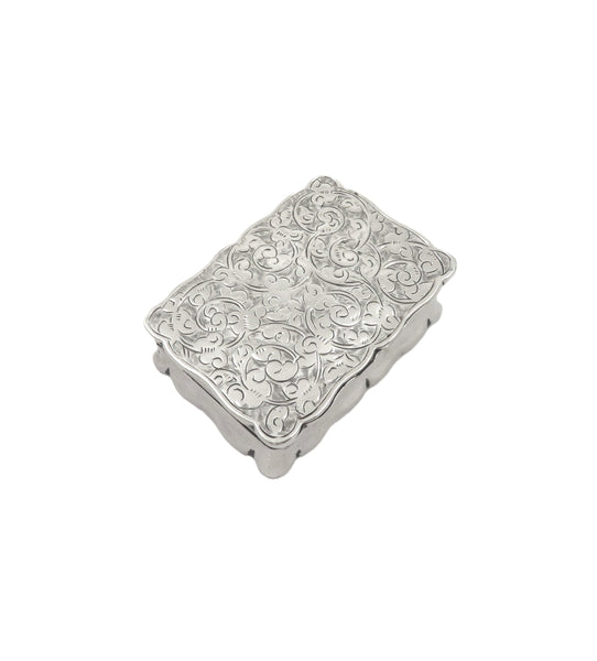 Antique Victorian Sterling Silver Snuff / Pill Box with Welsh Motto - 1896