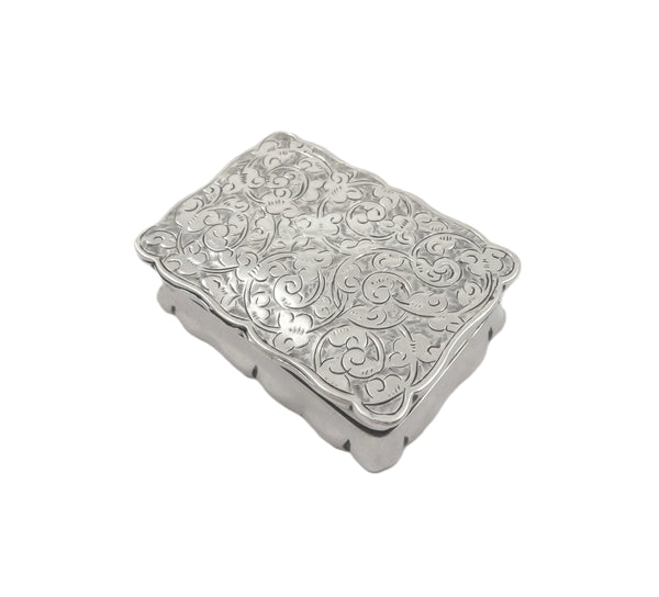 Antique Victorian Sterling Silver Snuff / Pill Box with Welsh Motto - 1896