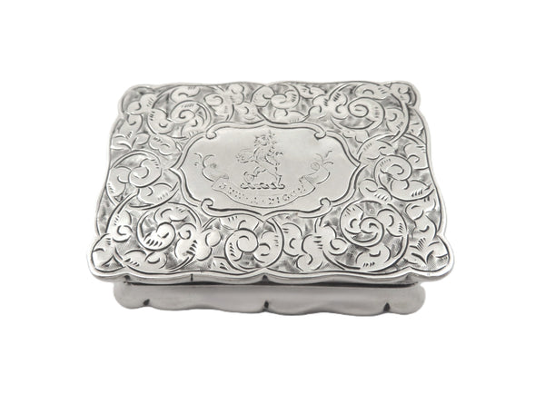 Antique Victorian Sterling Silver Snuff / Pill Box with Welsh Motto - 1896