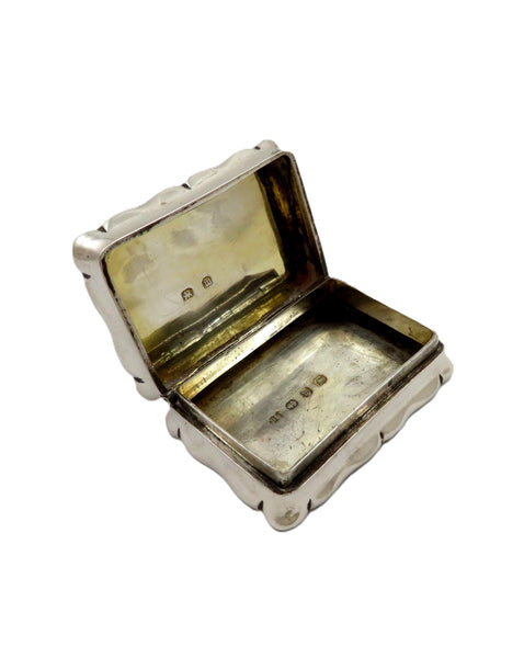 Antique Victorian Sterling Silver Snuff / Pill Box with Welsh Motto - 1896