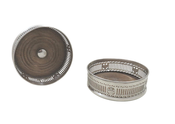 Pair of Antique Edwardian Sterling Silver Wine / Bottle Coasters 1910