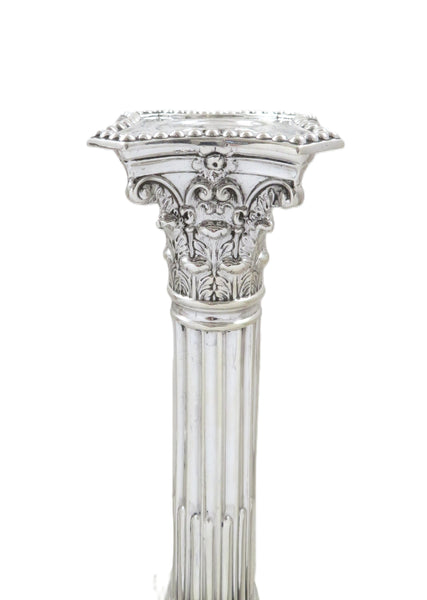 Pair of Antique Victorian Sterling Silver 8 1/2" Candlesticks 1900