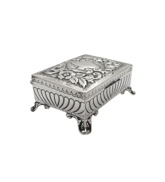 Antique Edwardian Sterling Silver Ring Box 1904