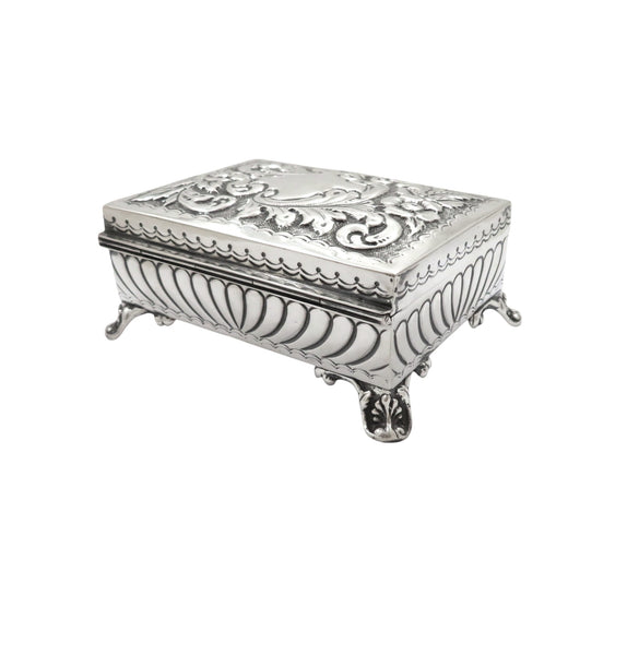 Antique Edwardian Sterling Silver Ring Box 1904