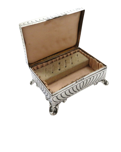 Antique Edwardian Sterling Silver Ring Box 1904