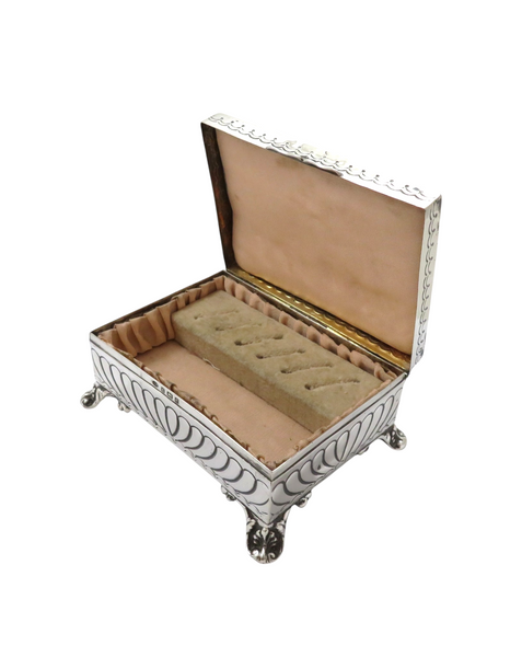 Antique Edwardian Sterling Silver Ring Box 1904