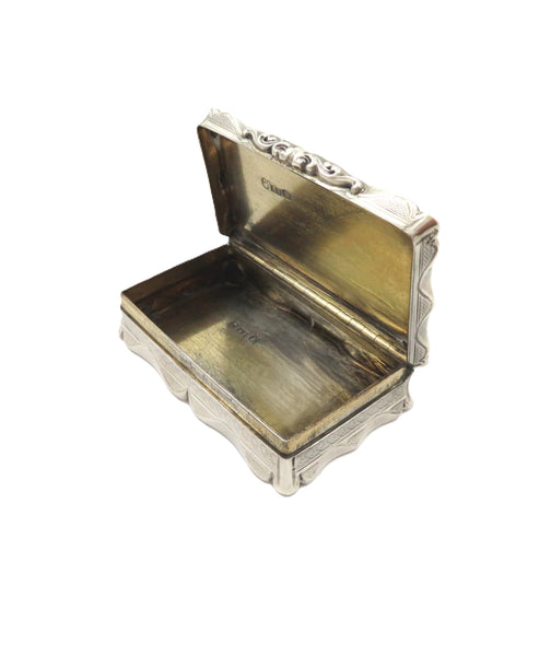 Antique Victorian Sterling Silver Snuff Box 1855
