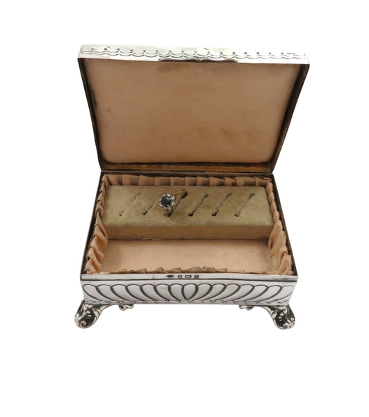 Antique Edwardian Sterling Silver Ring Box 1904