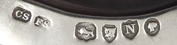 Pair of Antique Victorian Sterling Silver Salts & Spoons in Case 1888 - Hindu Deities