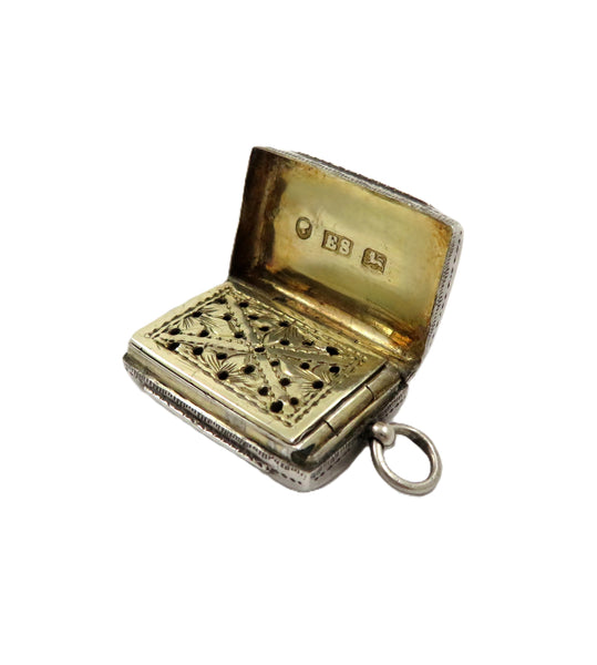 Antique Victorian Sterling Silver Vinaigrette 1855