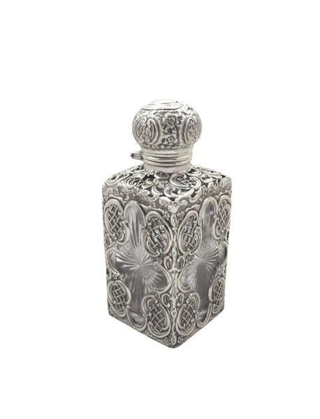 Antique Victorian Sterling Silver & Cut Glass Scent/Perfume Bottle 1894