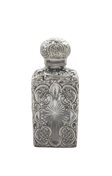 Antique Victorian Sterling Silver & Cut Glass Scent/Perfume Bottle 1894