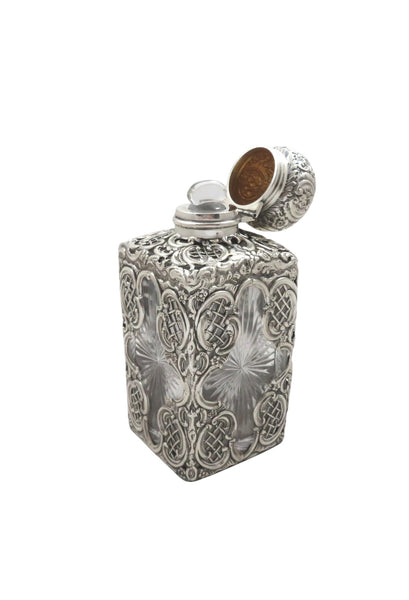 Antique Victorian Sterling Silver & Cut Glass Scent/Perfume Bottle 1894