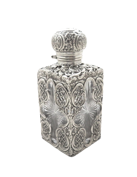 Antique Victorian Sterling Silver & Cut Glass Scent/Perfume Bottle 1894