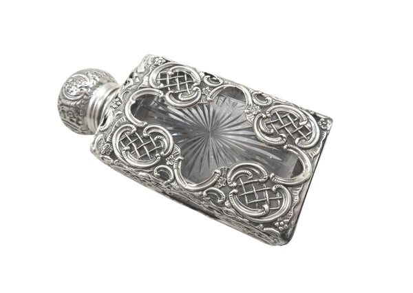 Antique Victorian Sterling Silver & Cut Glass Scent/Perfume Bottle 1894