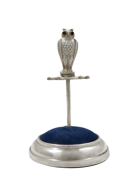 Antique Edwardian Sterling Silver Owl Hat Pin Stand 1908